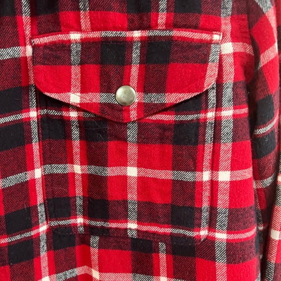 Lucky Brand Sherpa Lined Red and Blue Plaid Flannel - Picture 4 of 8